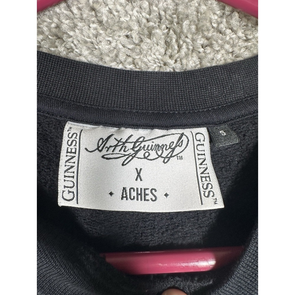 Arth Guinness x Aches Black Graphic Crewneck Sweatshirt Long Sleeve Size S - Picture 5 of 7